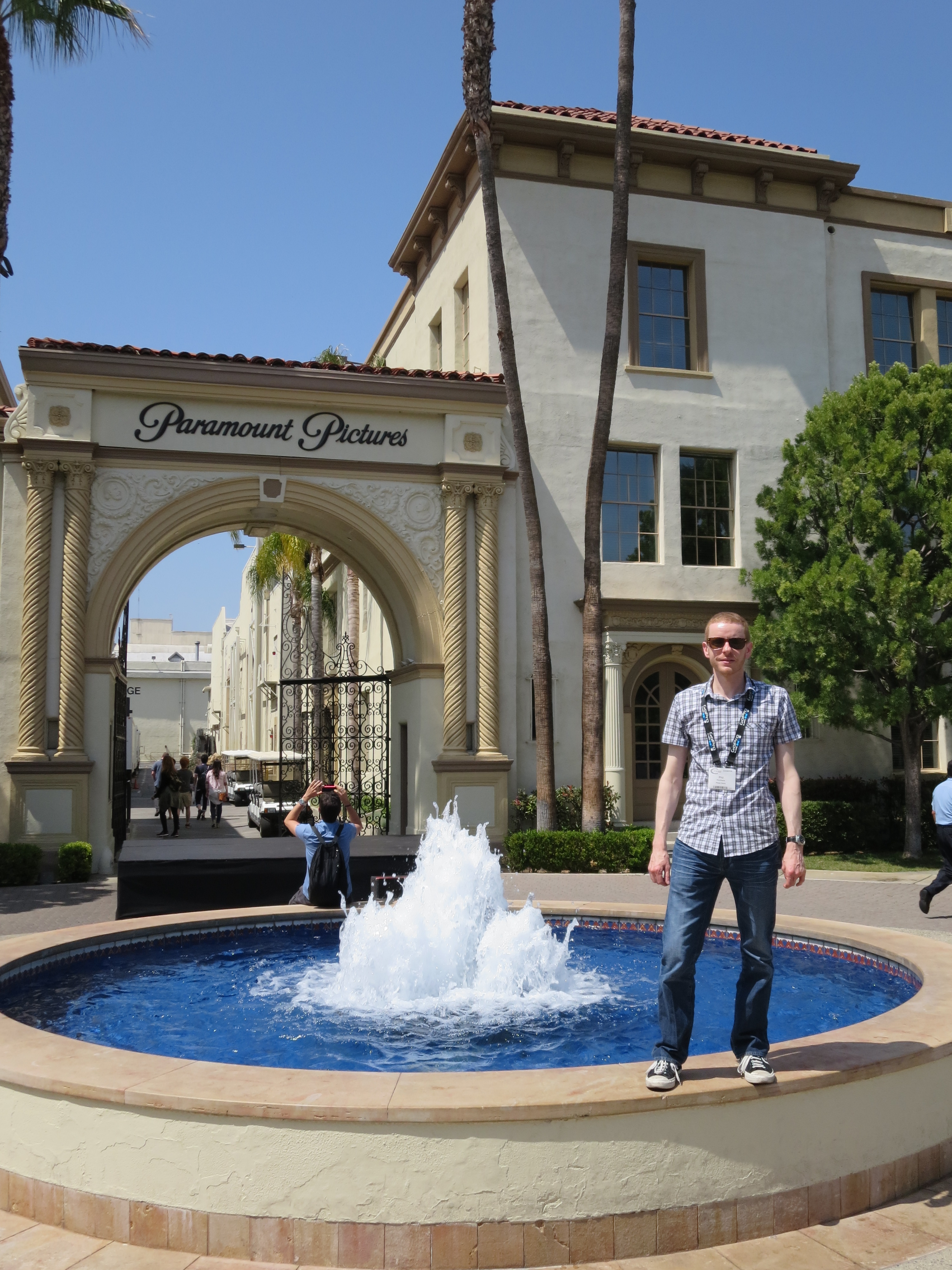 Phil Ellams of Power Gems in front of the iconic Branson Gate entrance to Paramount Studios, Los Angeles, 2014