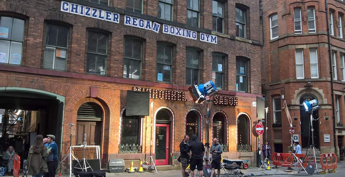 PKE Lighting on location filming in Manchester with Power Gems