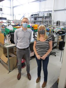 Phil Ellams with Brenda Creswell in Power Gems production facilities on her retirement