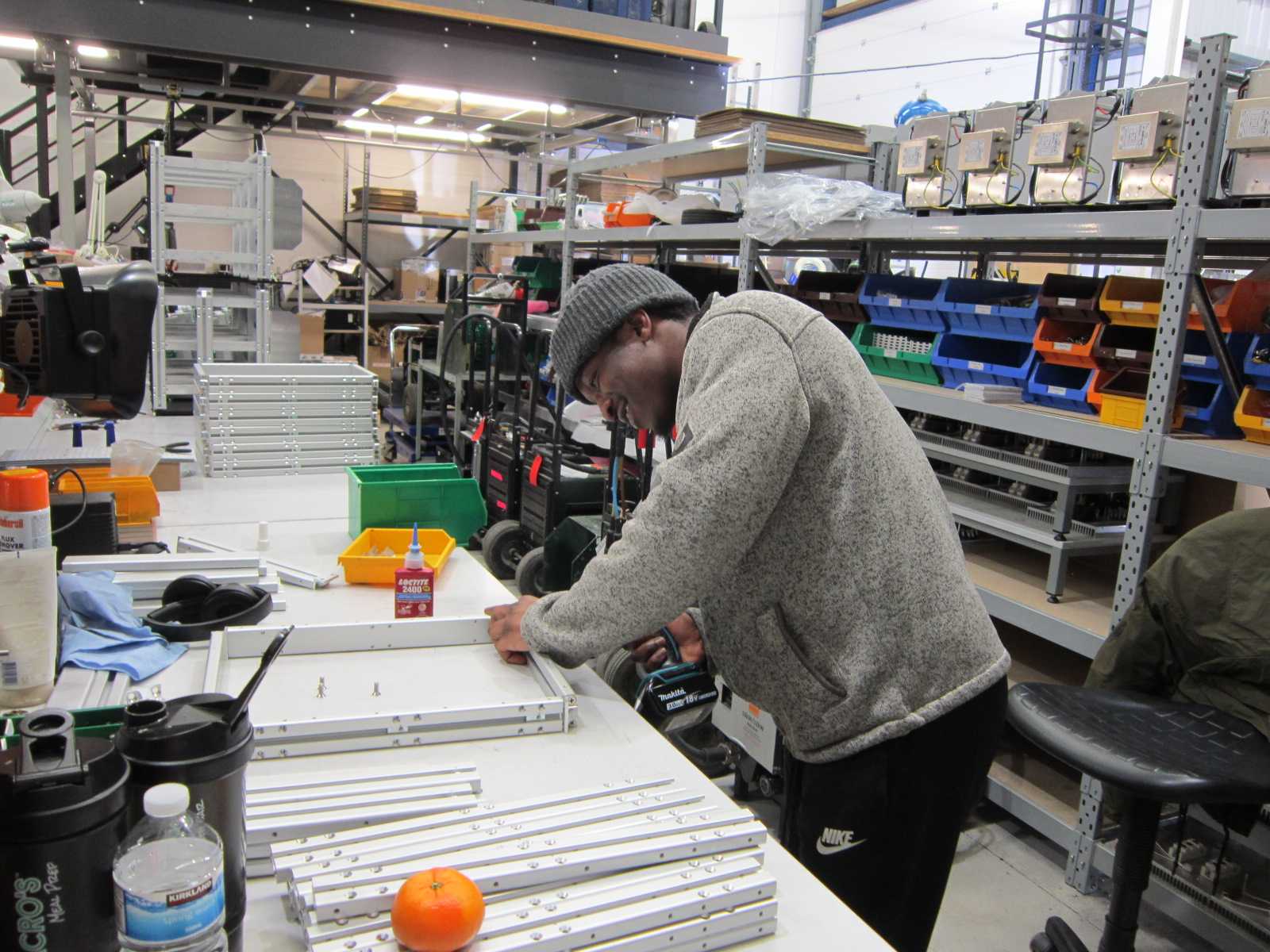 Wesley Maphosa on ballast production line at Power Gems