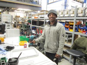 Wesley Maphosa assembling a ballast at Power Gems