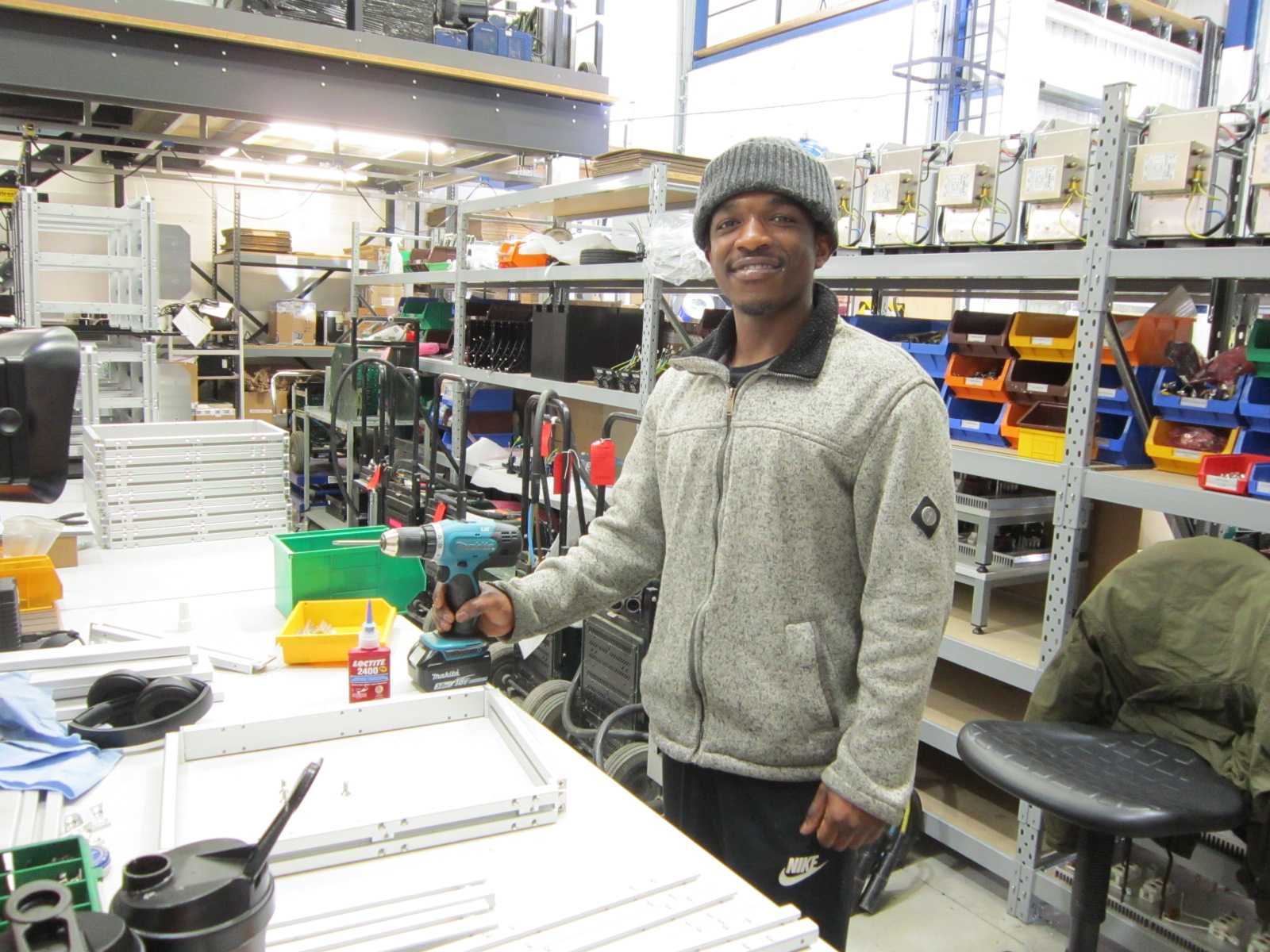 Wesley Maphosa assembling a ballast at Power Gems