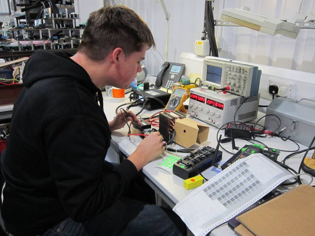 Daniel Baron, Test Engineer at Power Gems working on a high speed ballast