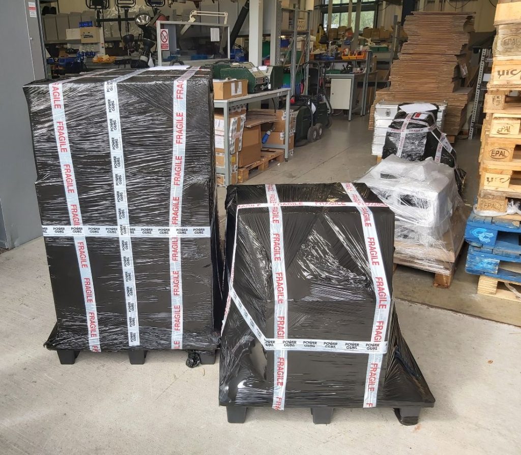 High speed ballasts in packaging ready for shipping to Egypt